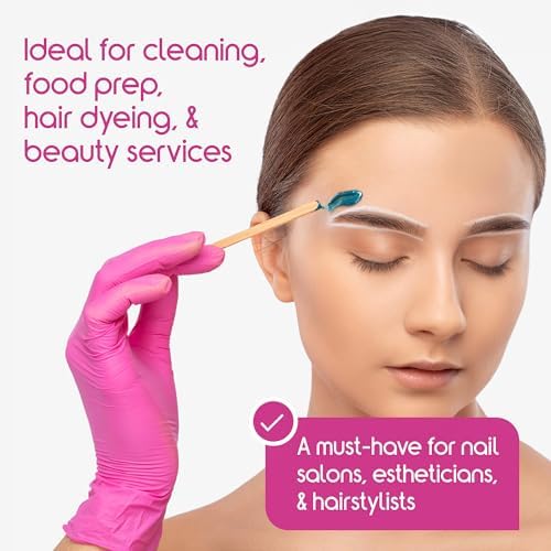 Guantes Desechables Inspire Rosa Sin Látex | Guantes de Nitrilo Rosa para Salón de Uñas y Tinte de Cabello | Nitrilo Desechable para Esteticistas | - imagen 5