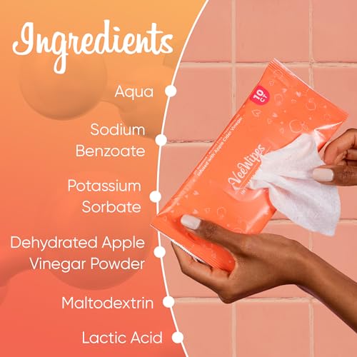 Toallitas VeeFresh VeeWipes ACV (10 piezas) - Toallitas Infundidas con Vinagre de Manzana para Vees Sensibles - pH Balanceado, Sin Alcohol y - imagen 3
