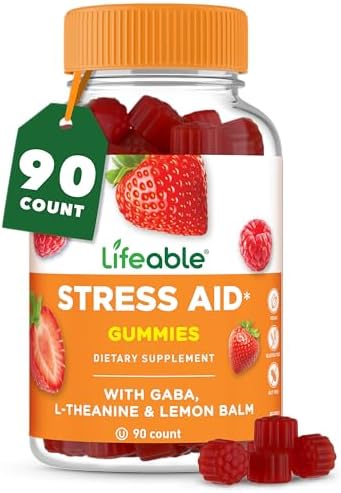 Gomitas Lifeable para Alivio del Estrés | Con Melisa, GABA y L-Teanina | Suplemento Vegano y No GMO | 90 Gomitas para el Ánimo - imagen 1