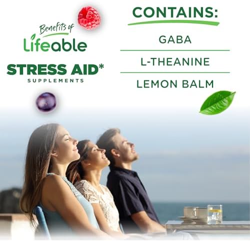 Gomitas Lifeable para Alivio del Estrés | Con Melisa, GABA y L-Teanina | Suplemento Vegano y No GMO | 90 Gomitas para el Ánimo - imagen 3