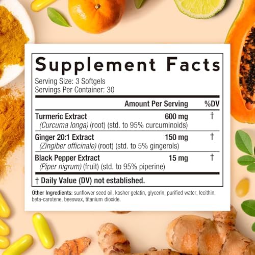 Softgels de Cúrcuma 750mg con Extracto de Jengibre y Pimienta Negra para Antioxidantes, Movilidad y Flexibilidad, 90 Cápsulas de Doctor's Recipes - imagen 2
