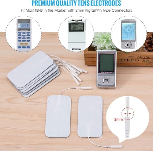 Parches Electrodos para Unidad TENS, 10 PZS 2x 3.5 Autoadhesivos Reemplazo con Conector 2.0mm para Masajeador TENS, Reutilizables y Sin Látex - imagen 2