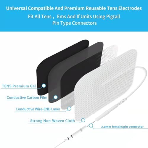 Parches Electrodos para Unidad TENS, 10 PZS 2x 3.5 Autoadhesivos Reemplazo con Conector 2.0mm para Masajeador TENS, Reutilizables y Sin Látex - imagen 6