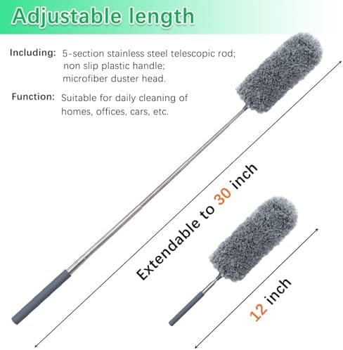 Paquete de 2 Plumones de Microfibra para Limpiar, Plumones Pequeños con Cabezal de Microfibra, Mango Extensible, Lavables a Mano, Suministros de - imagen 2