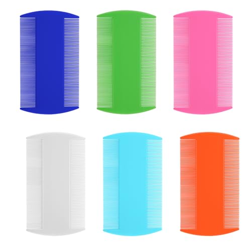 Juego de 6 Peines para el Cabello, Peine de Doble Cara con Dientes Finos, Peine para Piojos y Caspa, para Adultos y Niños (6 Colores) - imagen 1