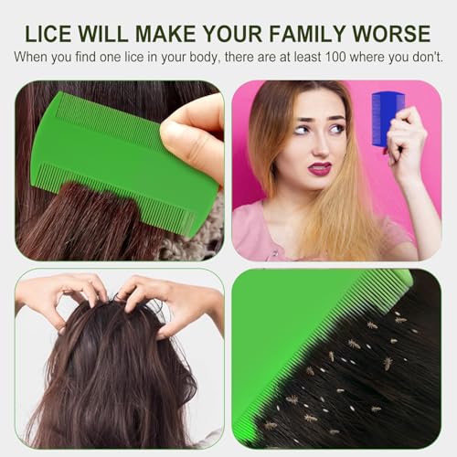 Juego de 6 Peines para el Cabello, Peine de Doble Cara con Dientes Finos, Peine para Piojos y Caspa, para Adultos y Niños (6 Colores) - imagen 2
