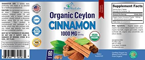 YUMMYVITE Canela de Ceilán Orgánica - 1000mg por Porción, Suplemento Antioxidante Certificado, Absorción Rápida - 60 Tabletas - imagen 5