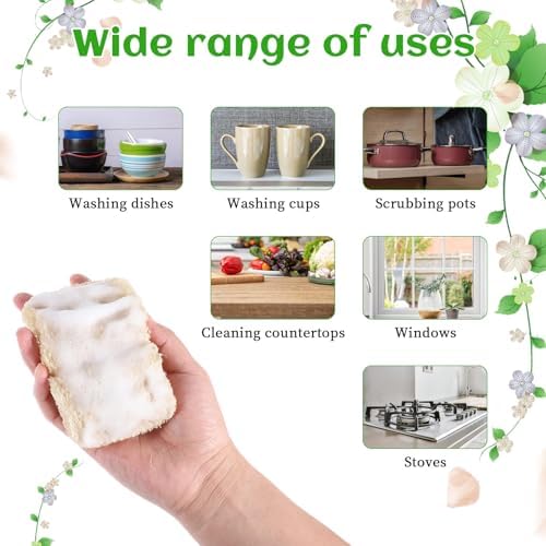 10 Piezas de Esponjas Naturales para Platos, Esponja de Lufa Compostable para Cocina - imagen 4