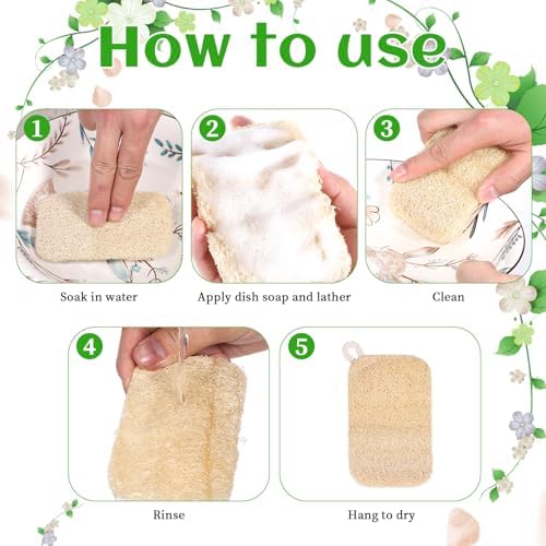 10 Piezas de Esponjas Naturales para Platos, Esponja de Lufa Compostable para Cocina - imagen 6