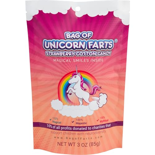 Bolsa de Algodón de Azúcar de Fart Unicornio Sabor Fresa, 1 paquete / 85 gramos - imagen 2