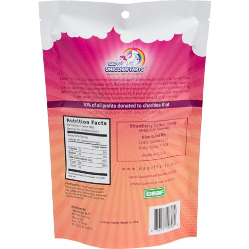 Bolsa de Algodón de Azúcar de Fart Unicornio Sabor Fresa, 1 paquete / 85 gramos - imagen 3