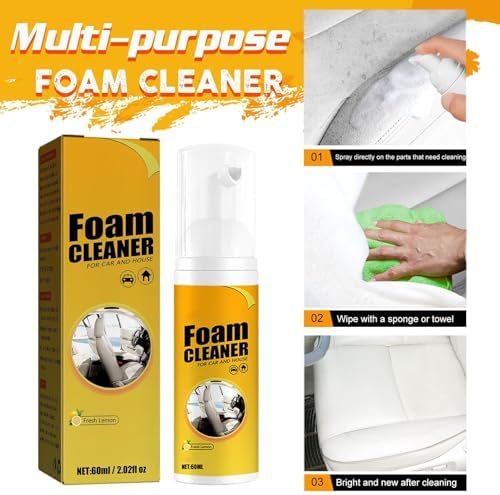 QUAAM 2PCS Limpiador de Espuma, Limpiador Multiusos, Ideal para Auto y Cuero, 100ml cada uno - imagen 4