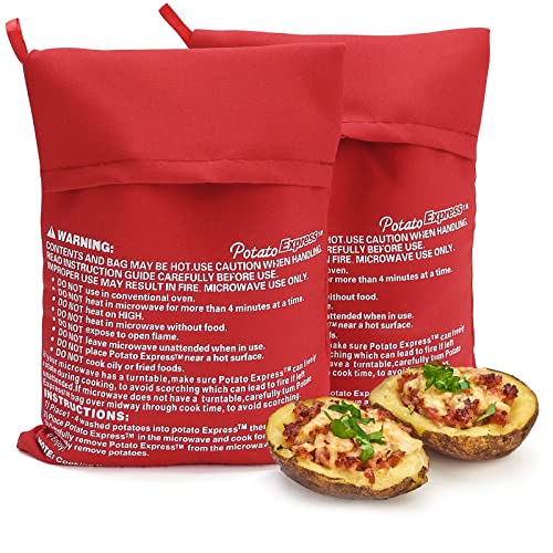 Bolsa para Papas al Microondas MIWOGA, Paquete de 2 Bolsas Reutilizables para Hornear Papas, Color Rojo - imagen 1