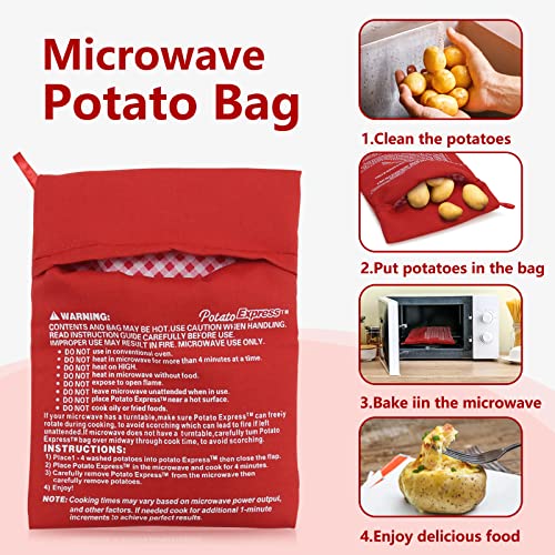 Bolsa para Papas al Microondas MIWOGA, Paquete de 2 Bolsas Reutilizables para Hornear Papas, Color Rojo - imagen 3