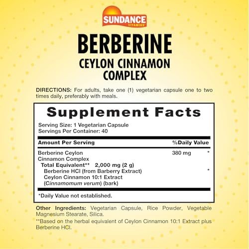 Sundance Berberina con Canela de Ceilán | 40 Cápsulas | Suplemento Vegetariano, No Transgénico y Libre de Gluten - imagen 2