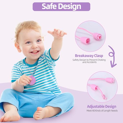 Collares Masticables para Niños Sensibles, 8 Piezas de Collar de Silicón para Niños con Autismo, TDAH, SPD, Juguetes Sensoriales para Masticar (Color - imagen 4