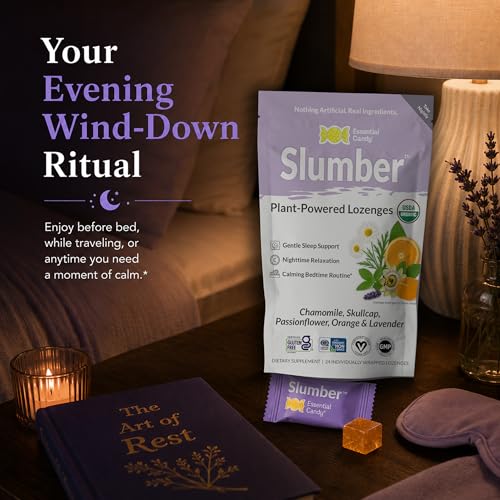 Lozenges Slumber Blend a Base de Plantas | Problemas de Sueño, Tranquilidad, Relajación | Manzanilla Orgánica, Escutelaria, Flor de Pasión, Naranja, - imagen 8