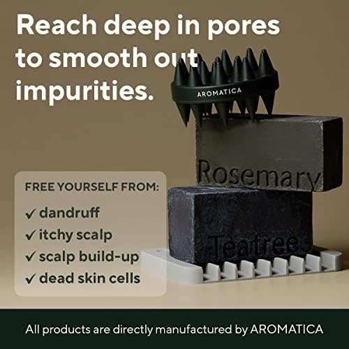 Cepillo de Doble Cara para Cuidado del Cuero Cabelludo AROMATICA - Masajeador de Silicona para Crecimiento del Cabello, Exfoliador y Limpiador - imagen 3