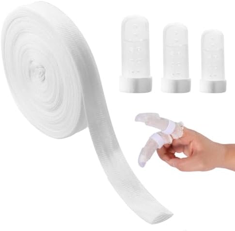 Venda Tubular de Gasa para Dedos de 21.9 Yardas - Vendaje Transpirable para Heridas con 3 Splints para Dedos y Dedo del Pie - imagen 1