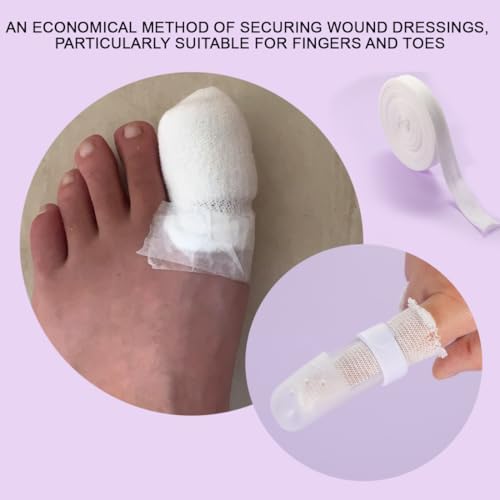 Venda Tubular de Gasa para Dedos de 21.9 Yardas - Vendaje Transpirable para Heridas con 3 Splints para Dedos y Dedo del Pie - imagen 6