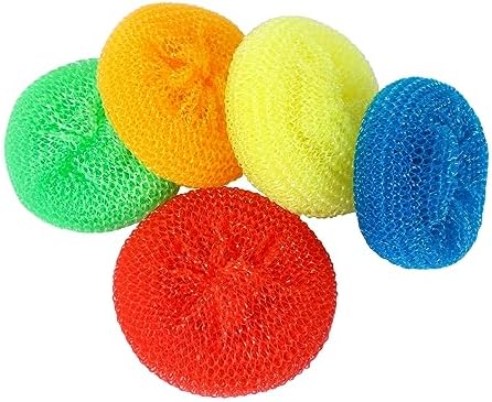 Esponjas de Plástico MIDELONG para Fregar Platos, Estropajos Redondos de Malla, Paquete de 5 en Colores Variados para Limpiar la Cocina - imagen 1