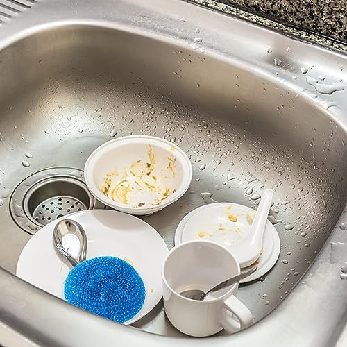 Esponjas de Plástico MIDELONG para Fregar Platos, Estropajos Redondos de Malla, Paquete de 5 en Colores Variados para Limpiar la Cocina - imagen 3