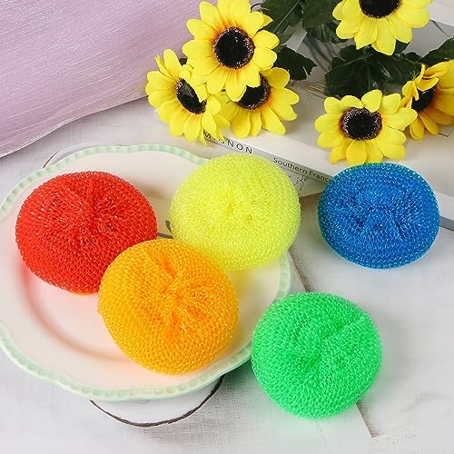 Esponjas de Plástico MIDELONG para Fregar Platos, Estropajos Redondos de Malla, Paquete de 5 en Colores Variados para Limpiar la Cocina - imagen 5