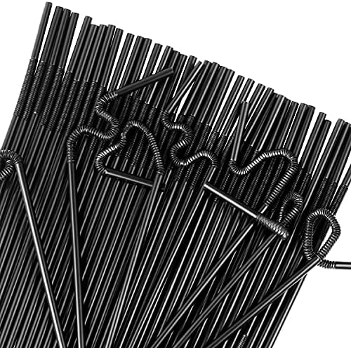 300 Piezas de Popotes de Plástico Flexibles Negros, Popotes Desechables Sin BPA, 10.2 de Largo y 0.23'' de Diámetro - imagen 3