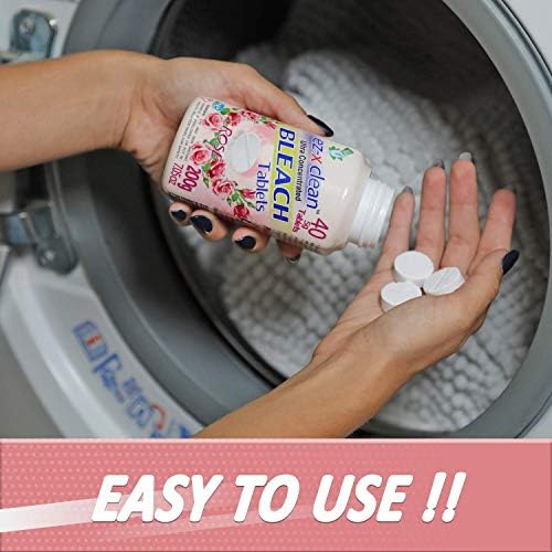 Tabletas de Blanqueador Activadas por Agua EZ-X CLEAN Ultra Concentradas para Ropa y Limpieza Multisuperficie. 40 Tabletas 7.05 OZ Sin Fosfatos, - imagen 2