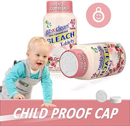 Tabletas de Blanqueador Activadas por Agua EZ-X CLEAN Ultra Concentradas para Ropa y Limpieza Multisuperficie. 40 Tabletas 7.05 OZ Sin Fosfatos, - imagen 3