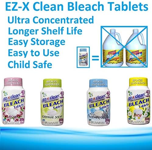 Tabletas de Blanqueador Activadas por Agua EZ-X CLEAN Ultra Concentradas para Ropa y Limpieza Multisuperficie. 40 Tabletas 7.05 OZ Sin Fosfatos, - imagen 4