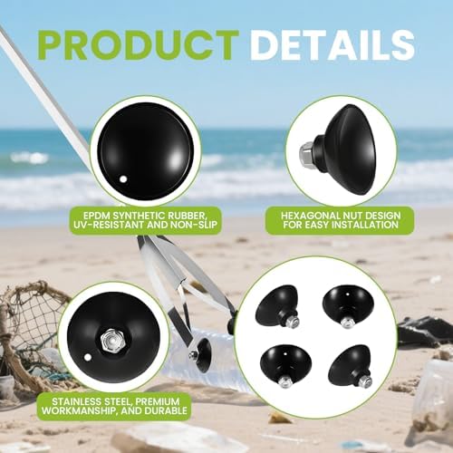 Tazas de Reemplazo Zookpr para Accesorios Arcmate EZ Reacher, Herramienta de Agarre Resistente al Exterior, UV Resistente, Negras, 2 Pares (4 Tazas) - imagen 6
