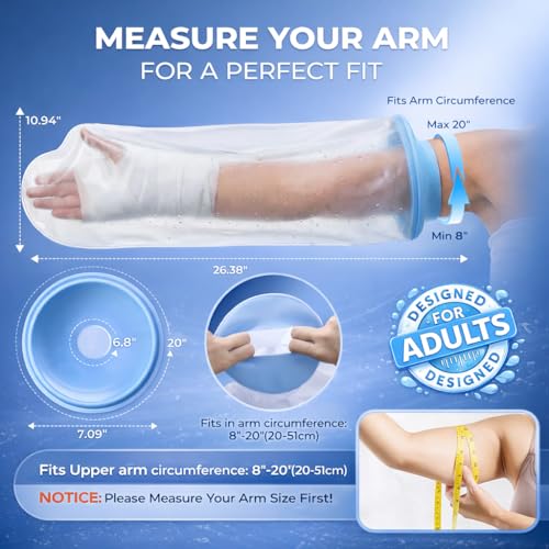 Cubiertas Impermeables para Yeso UpGoing sin Anillo para Ducha - Protector de Silicona Reutilizable para Brazo, Mano, Muñeca y Codo, Mantiene Heridas - imagen 6