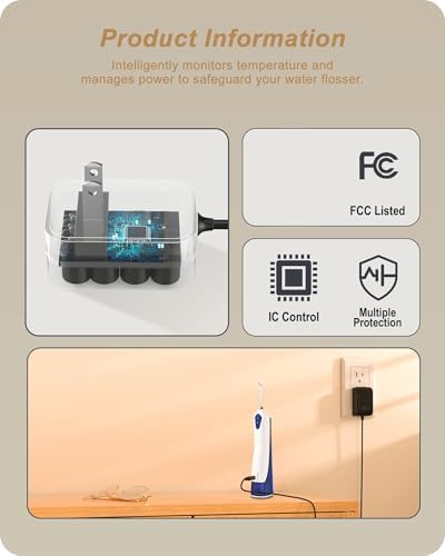 Cargador de Repuesto para Waterpik Compatible con WP360, WP360W, WP462, WP462W, WP450, WP450W - Adaptador de Dos Patas - imagen 3