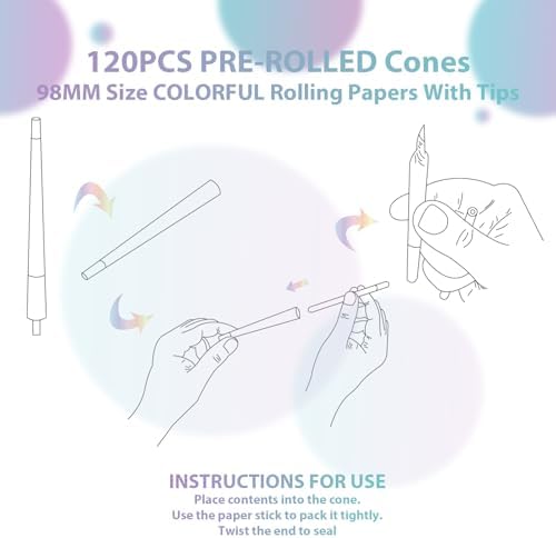 Conos Pre Enrollados Hippo&Bird - Paquete de 120 Conos de 98MM, Papel de Fumar de Quema Lenta y Uniforme con Molinillo 2 en 1 y Bandeja Plegable, - imagen 6