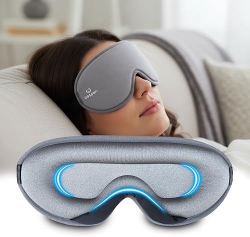 Mascarilla de Sueño 3D Cesperi para Mujeres y Hombres, 100% Opaca, Sin Presión, Con Correa Ajustable para Dormir de Lado, Viajes en Avión, Gris - imagen 1
