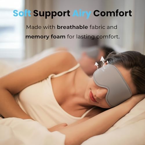 Mascarilla de Sueño 3D Cesperi para Mujeres y Hombres, 100% Opaca, Sin Presión, Con Correa Ajustable para Dormir de Lado, Viajes en Avión, Gris - imagen 5