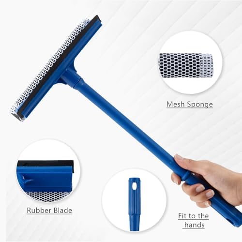 Limpiaparabrisas de 15.9 para Auto, Limpiador de Ventanas 2 en 1 con Mango de Acero Inoxidable Largo, Esponja para Gasolineras, Vidrio, Ducha (Palo - imagen 2