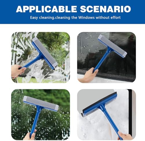 Limpiaparabrisas de 15.9 para Auto, Limpiador de Ventanas 2 en 1 con Mango de Acero Inoxidable Largo, Esponja para Gasolineras, Vidrio, Ducha (Palo - imagen 5