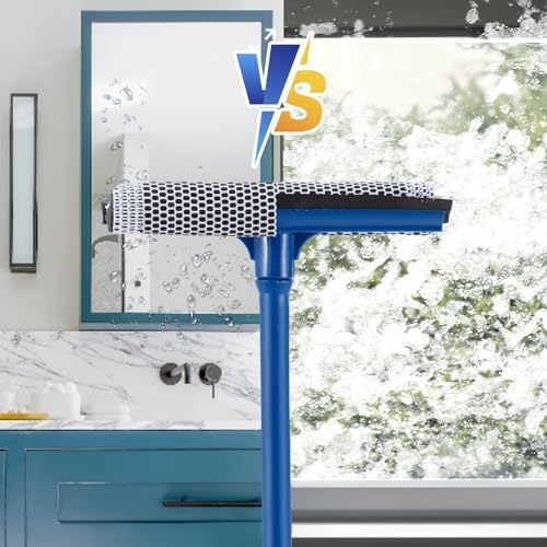 Limpiaparabrisas de 15.9 para Auto, Limpiador de Ventanas 2 en 1 con Mango de Acero Inoxidable Largo, Esponja para Gasolineras, Vidrio, Ducha (Palo - imagen 6