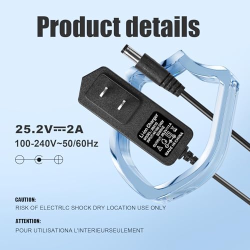 Cargador de Masaje 24V~25.2V Compatible con Hypervolt, Taotronics, Opove, Toloco, Legiral, Bobbito - Cable de 1.5m/5FT (NO compatible con 18V) - imagen 2