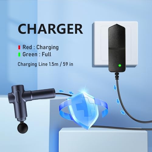 Cargador de Masaje 24V~25.2V Compatible con Hypervolt, Taotronics, Opove, Toloco, Legiral, Bobbito - Cable de 1.5m/5FT (NO compatible con 18V) - imagen 6
