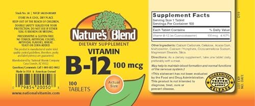 NAT B Vitamina B-12 TB 100MCG 100 Tabletas - imagen 2