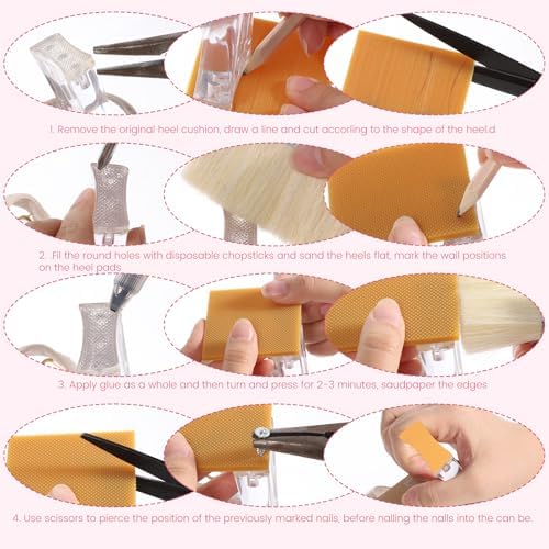 Parche de Reemplazo LIQWEI para Tacones Altos, 8 Piezas, Tapones Negros para Tacones Cuadrados, Parche Antideslizante para Botas y Zapatos - imagen 6