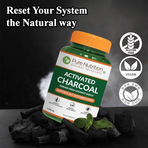Carbón Activado Pure Nutrition 600mg - Derivado de Cáscara de Coco | 180 Cápsulas Veganas | Apoya la Digestión y el Bienestar General* | Sin OGM. - imagen 2