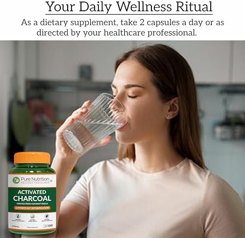 Carbón Activado Pure Nutrition 600mg - Derivado de Cáscara de Coco | 180 Cápsulas Veganas | Apoya la Digestión y el Bienestar General* | Sin OGM. - imagen 5