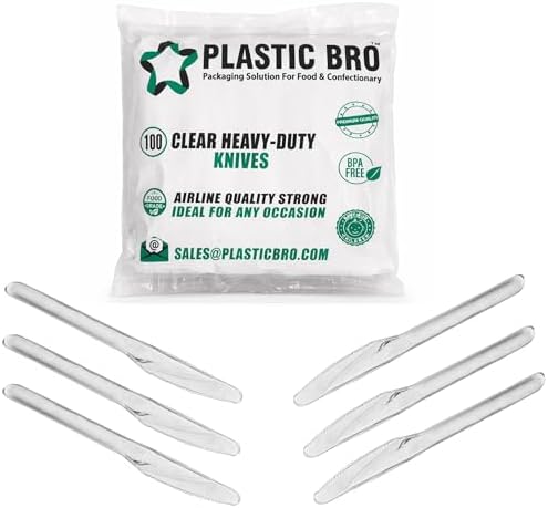 Cuchillos de Plástico Resistente Grande – 100 Piezas, Transparentes, Resistentes al Calor, Reutilizables y Duraderos para Fiestas, Catering y Eventos - imagen 1