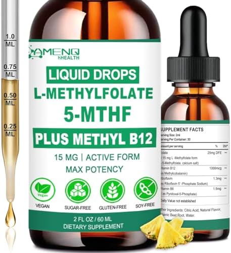 Suplemento Líquido de Metilfolato, L Metilfolato 15mg con Metil B12, B6 y B2, Multivitamínico Activo para Ánimo, Mente, Energía y Salud Nerviosa* - imagen 1