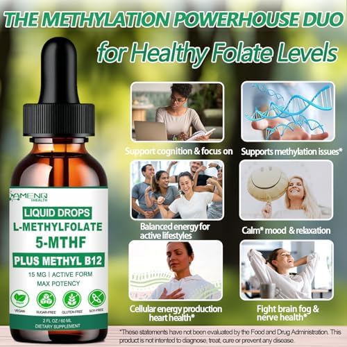 Suplemento Líquido de Metilfolato, L Metilfolato 15mg con Metil B12, B6 y B2, Multivitamínico Activo para Ánimo, Mente, Energía y Salud Nerviosa* - imagen 3