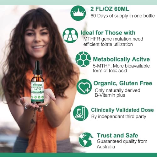 Suplemento Líquido de Metilfolato, L Metilfolato 15mg con Metil B12, B6 y B2, Multivitamínico Activo para Ánimo, Mente, Energía y Salud Nerviosa* - imagen 4